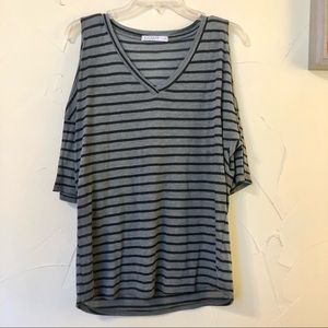 Stateside Cold Shoulder Striped Shirt
